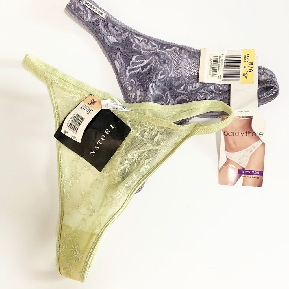 Vintage Lace Thong Panty Lot – Natori & Barely There New With Tags Y2K Lingerie